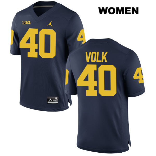 Women's NCAA Michigan Wolverines Nick Volk #40 Navy Jordan Brand Authentic Stitched Football College Jersey YF25O75IO